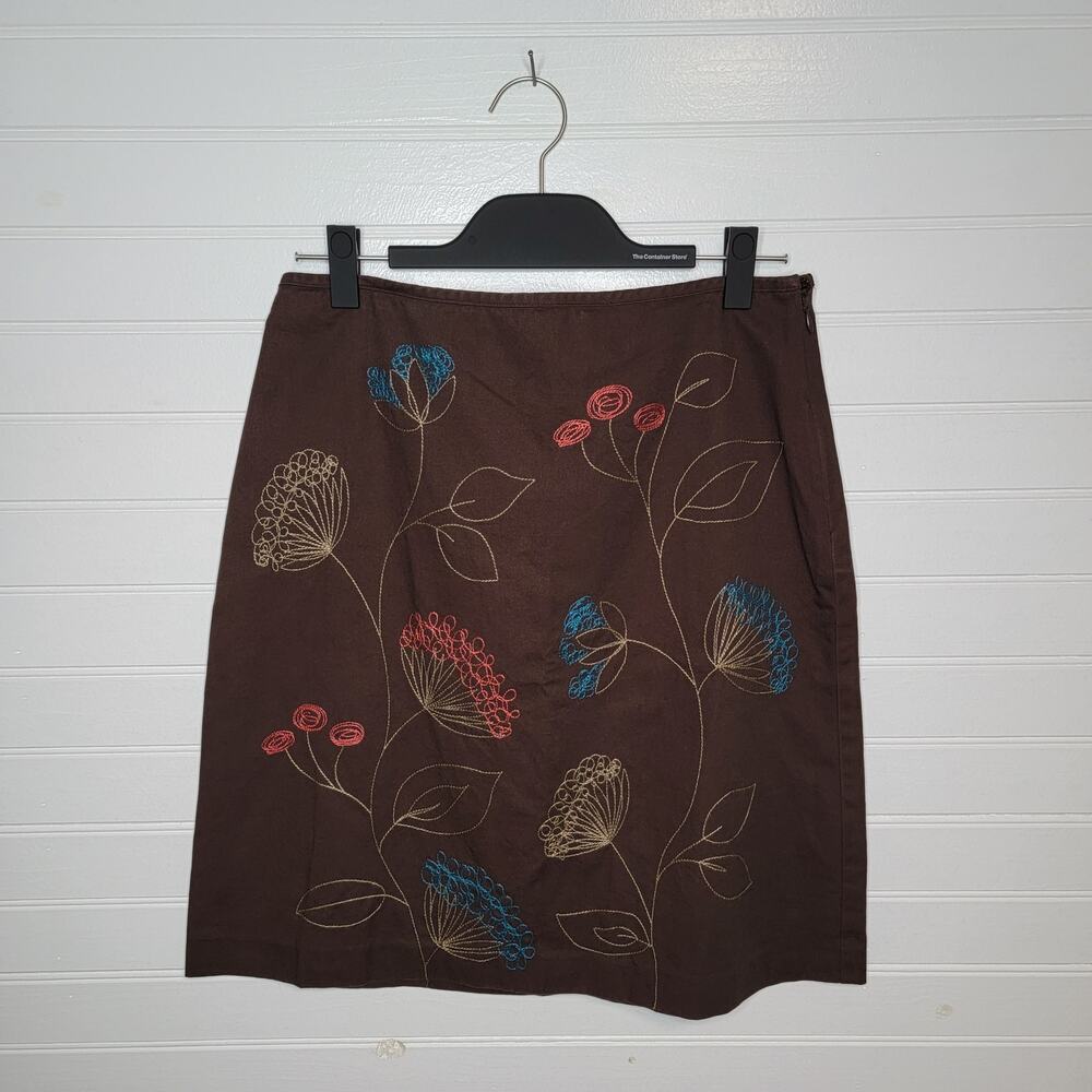 Boden Size 6 Knee Length Midi Skirt Embroidered Cottagecore Gardencore Floral